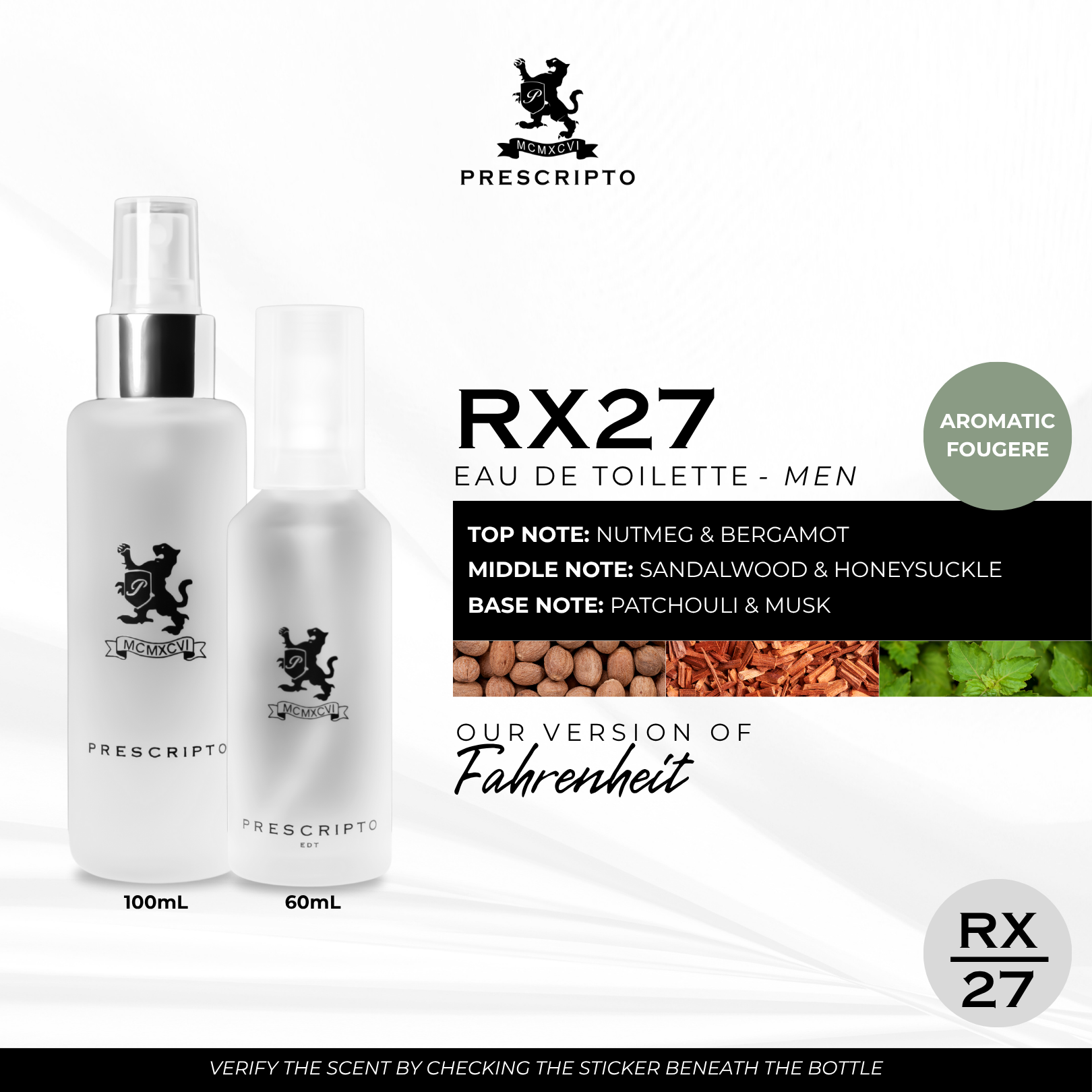 RX27 - OUR VERSION OF DIOR FARENHEIT MEN